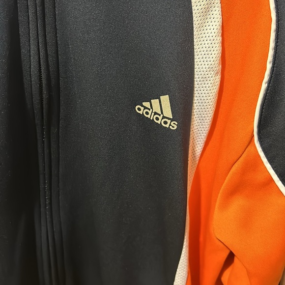 Navy adidas striped zip up jacket - Picture 2 of 4